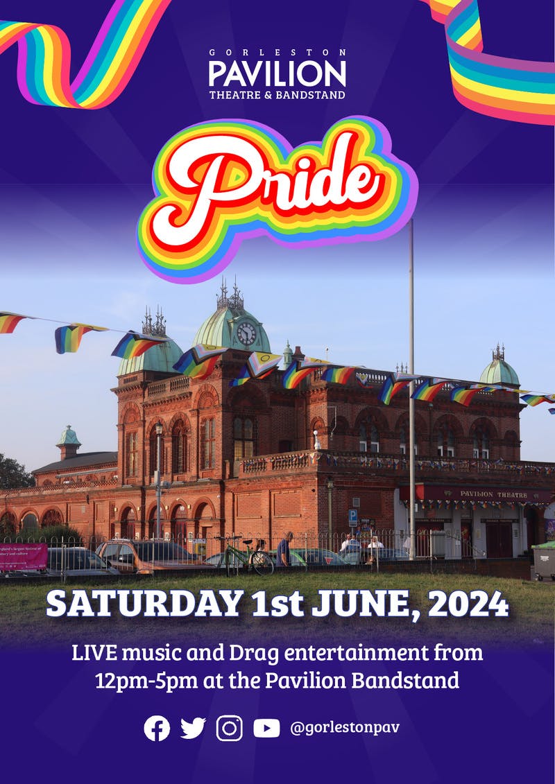 Poster for the Gorleston Pride 2024 performance at the Gorleston Pavilion Theatre